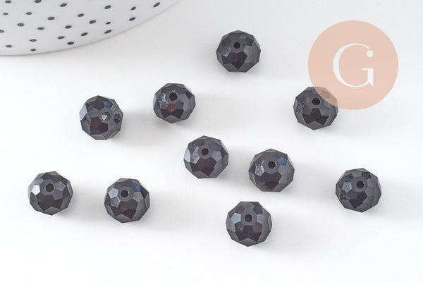 Perle abacus cristal facetté noir 10mm, x 10 perles (G8265)