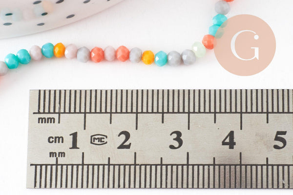 Perle abacus cristal multicolore opaque, Perles verre ,3x2.5mm, le fil de 42cm, x1 (G4423)