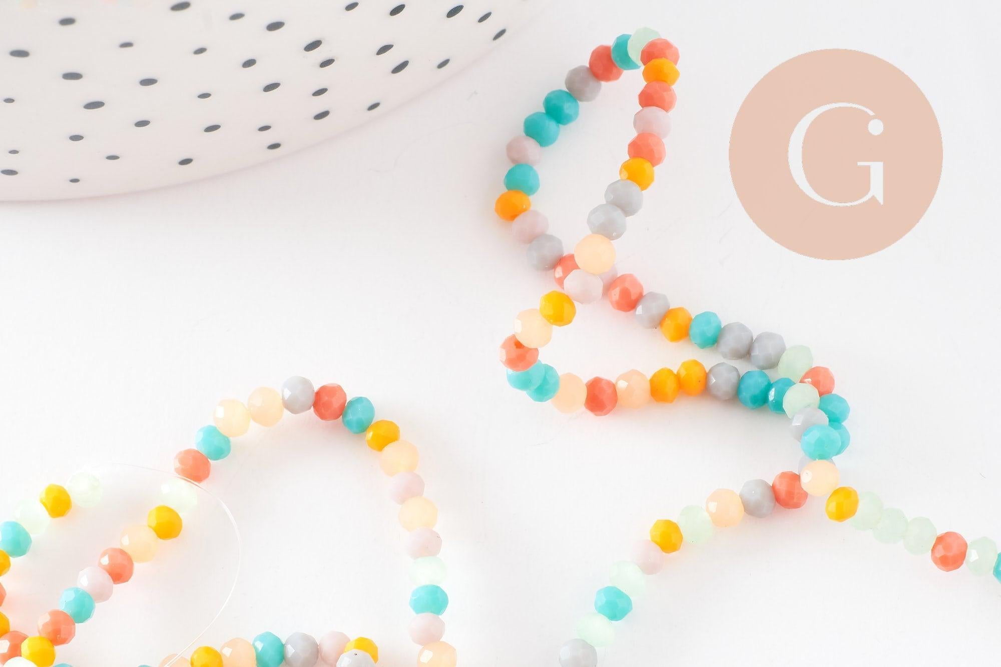 Perle abacus cristal multicolore opaque, Perles verre ,3x2.5mm, le fil de 42cm, x1 (G4423)