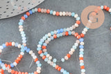 Perle abacus cristal multicolore opaque orange 3x2.5mm,Perles verre , fil de 45cm, x1 (G4426)