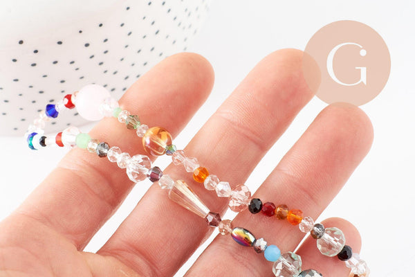 Perle abacus cristal multicolore, perle abacus, perle cristal,Perles verre,2.5-13mm, fil de 40cm , x1 (G2497)