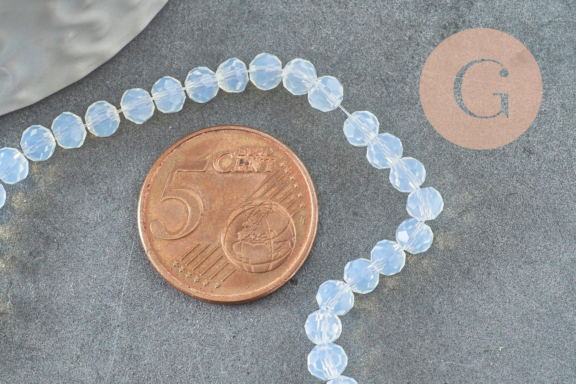 Perle abacus jade blanc, perle jade,pierre, pierre, jade facette,4x2mm,fil 35cm, x1 (G3630)