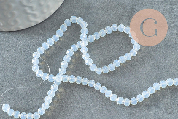 Perle abacus jade blanc, perle jade,pierre, pierre, jade facette,4x2mm,fil 35cm, x1 (G3630)