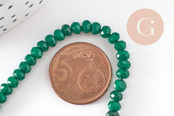 Perle abacus jade naturel rondelle vert foncé 4x2mm, fil de 36cm, x1 (G3665)