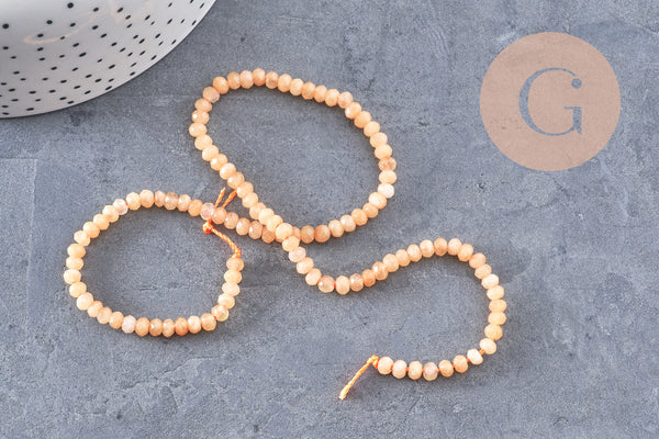 Perle abacus jade naturel teinté orange 4x2mm, x1 fil de 35cm (G2698)