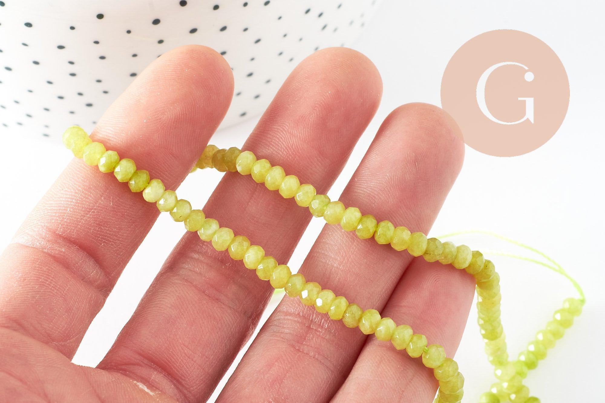 Perle abacus jade naturel vert clair 4x2mm, x1 fil 35cm (G3002)