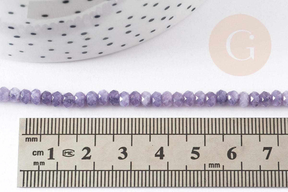 Perle abacus jade naturel violet facette 4x2mm, x1 fil 35cm (G4711)