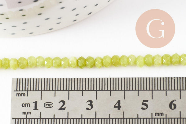 Perle abacus jade vert clair 4x2mm, perle jade, pierre naturelle, perle facette, fil 35cm, x1 (G3002)
