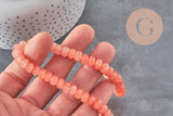 Perle abacus verre rose corail opaque imitation jade 7.5mm, x1 fil de 37cm (G11383)