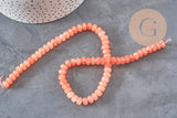 Perle abacus verre rose corail opaque imitation jade 7.5mm, x1 fil de 37cm (G11383)
