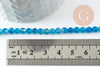 Perle agate bleue, perle agate naturelle,perle facette,4mm,fil de 37cm, x1 (G0896)