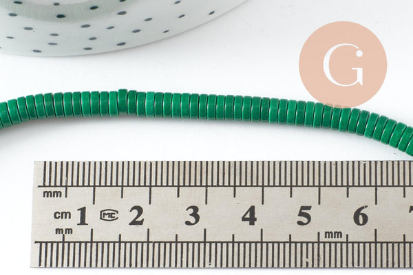 Perle agate heishi rondelle verte, perle agate naturelle, pierre naturelle,4.5mm,fil de 250 perles, x1 (G9710)