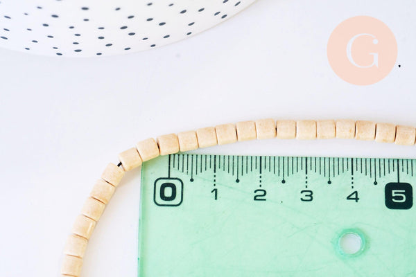 Perle agate heishi tube jaune, perle agate naturelle, pierre naturelle, 4mm, fil de 40cm, x1 (G5823)