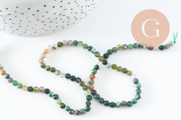 Perle agate indienne, perle agate,pierre naturelle,agate naturelle,13mm, fil de 39cm, X1 (G0674)