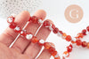 Perle agate naturelle feu rayée orange, 10mm, fil de 38cm, x1 (G1862)