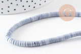 Perle agate naturelle heishi rondelle bleu acier clair 4.5mm, x1 fil 40cm (G5700)