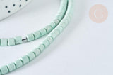 Perle agate naturelle teintée vert clair heishi tube 4mm, pierre naturelle, le fil de 38cm, x1 (G5824)