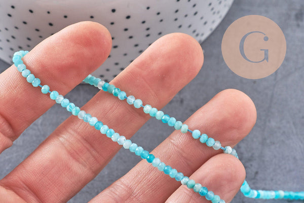 Perle amazonite naturelle abacus en pierre naturelle 3x2mm, x1 fil de 40cm (G5218)