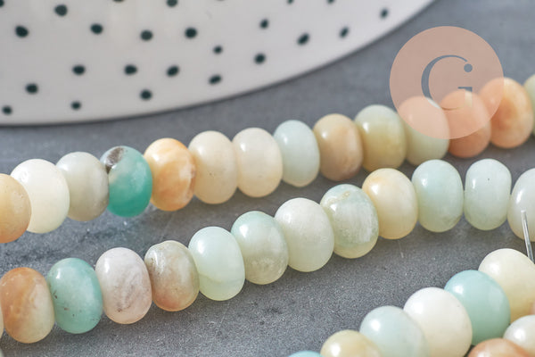 Perle amazonite naturelle rondelle 8x5mm, fil de 40cm, x1 (G4716)