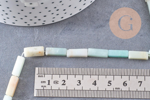 Perle amazonite rectangle verte, perle amazonite,pierre naturelle,amazonite naturelle,perle pierre,13mm,fil de 38cm x1 (G0205)