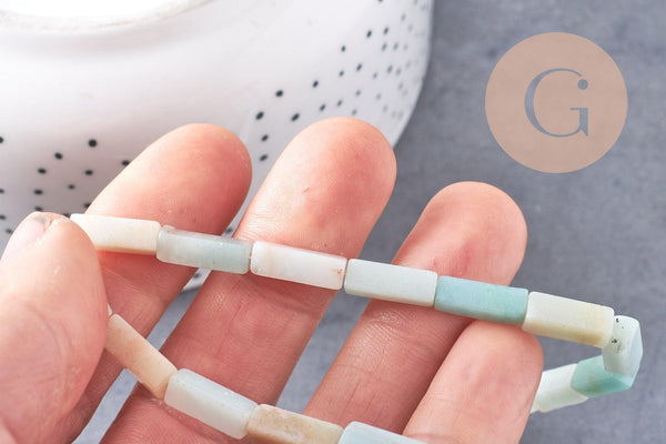 Perle amazonite rectangle verte, perle amazonite,pierre naturelle,amazonite naturelle,perle pierre,13mm,fil de 38cm x1 (G0205)