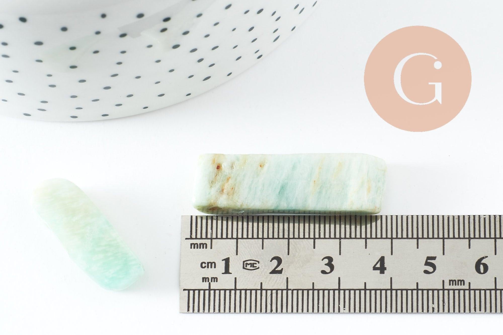 Perle amazonite turquoise naturel rectangle,pierre naturelle, litotherapie, Chips amazonite,17~53mm, X2 (G5194)