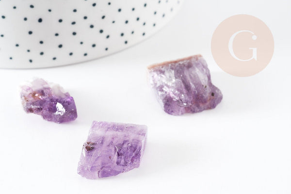 Perle améthyste brute violette,pendentif pierre, création bijoux pierre naturelle, 18-25mm, x1 (G3256)