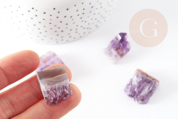 Perle améthyste brute violette,pendentif pierre, création bijoux pierre naturelle, 18-25mm, x1 (G3256)