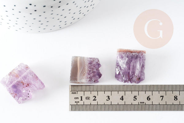 Perle améthyste brute violette,pendentif pierre, création bijoux pierre naturelle, 18-25mm, x1 (G3256)