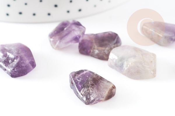 Perle améthyste violette naturel brute roulée,pierre naturelle, litotherapie, Chips amethyste, 18-25mm, x2 (G2967)