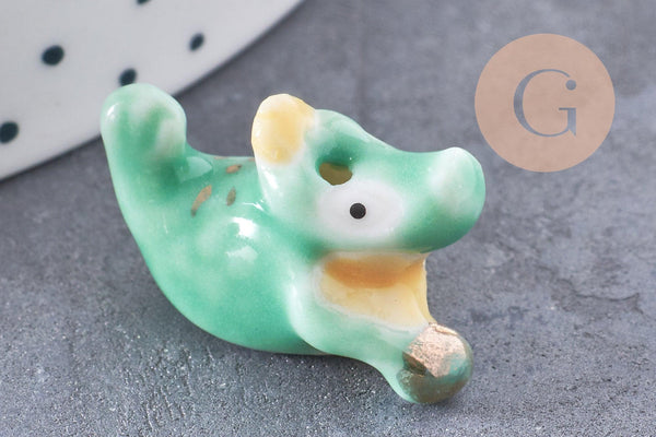 Perle animal porcelaine artisanale 13-19mm, x1 (G10243)