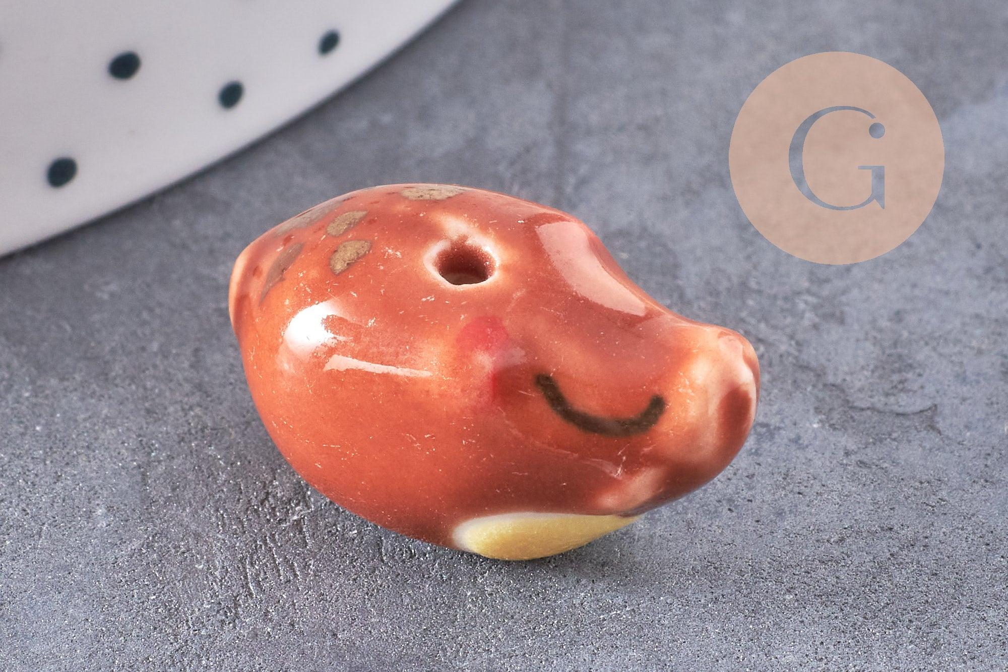 Perle animal porcelaine artisanale 13-19mm, x1 (G10243)