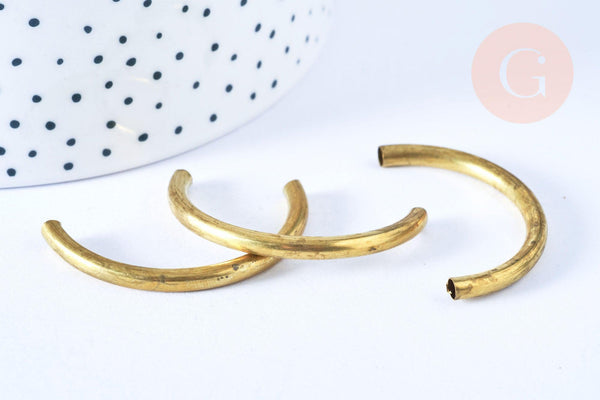 Perle arc de cercle tube laiton brut ~4cm, x2 (G6561)