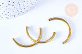 Perle arc de cercle tube laiton brut ~4cm, x2 (G6561)
