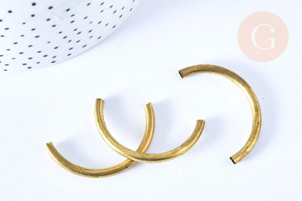 Perle arc de cercle tube laiton brut ~4cm, x2 (G6561)