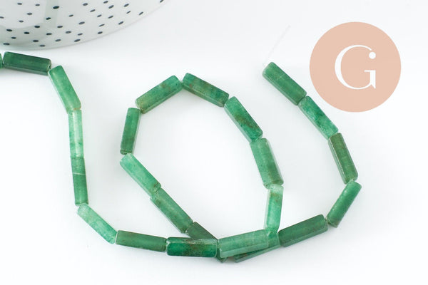 Perle aventurine rectangle verte, perle gemme,pierre naturelle, ,13mm,fil de 40cm x1 (G0206)
