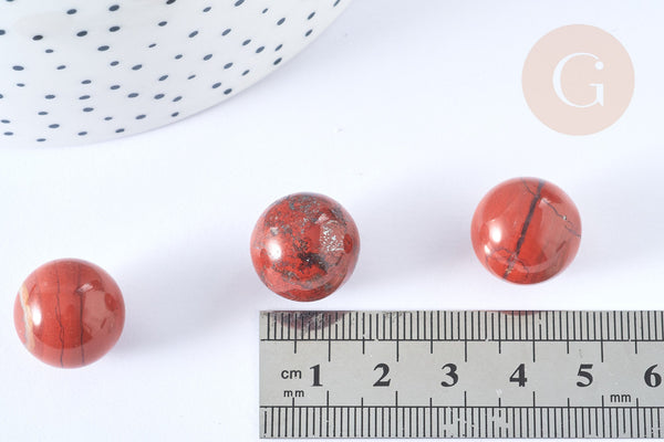 Perle boule jaspe rouge naturel 16mm, jaspe rouge roulé, séance lithothérapie, x1 (G7895)