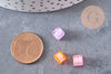 Perle carré Lettre Alphabet plastique multicolore translucide plastique,création bracelet mots,6mm, x 10Gr (G3068)