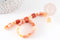 Perle carrée en agate naturelle orange, 8-8.5mm, fil de 20cm, x1 (G5879)