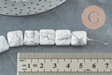 Perle carrée en howlite naturelle 12mm, perle en pierre, fil de 20cm, x1 (G5884)