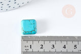 Perle carrée howlite turquoise,howlite naturelle, perle turquoise, perle pierre,15mm, x10 (G3437)