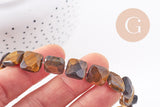 Perle carrée oeil de tigre naturel 12mm,pierre naturelle, oeil de tigre naturel, perle pierre, 20cm x1 (G5882)