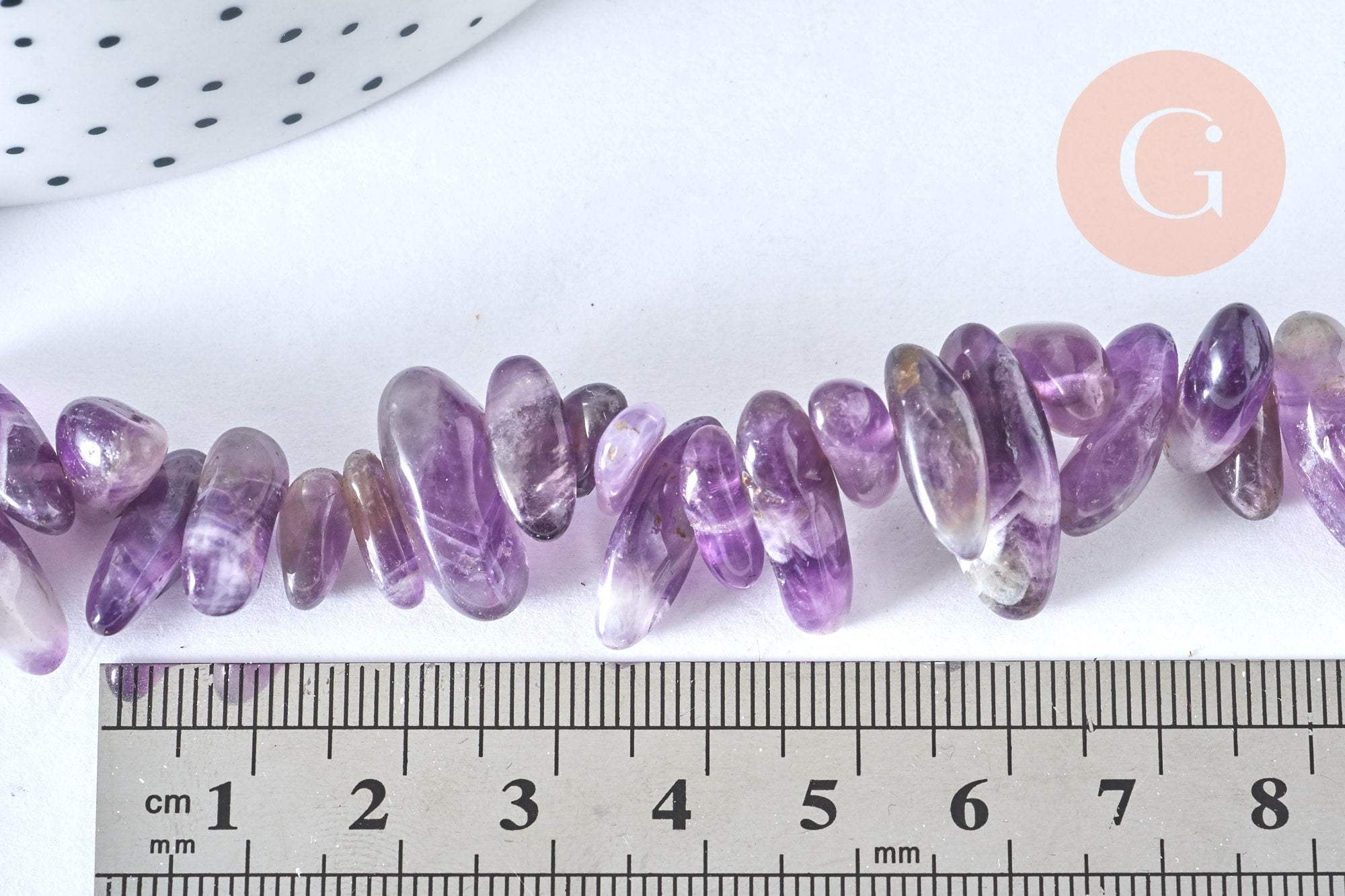 Perle chips amethyste violett 10-30mm, x1 de 39cm G5393