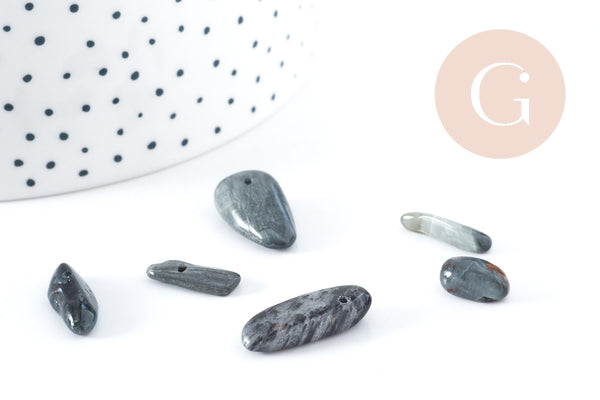 Perle chips ovale labradorite naturelle 5-33mm, x10 perles (G8284)