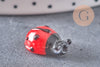 Perle coccinelle rouge verre,perle verre tchèque,insecte verre,pendentif verre,verre artisanal,25mm, fil de 20 perles, x1 G4232