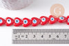Perle coeur Mauvais Oeil verre rouge 12mm, x1 fil de 35cm (G10393)