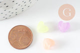Perle coeur plastique acrylique multicolore plastel phosphorescent 12mm, x20 (G9359)