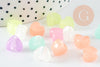 Perle coeur plastique acrylique multicolore plastel phosphorescent 12mm, x20 (G9359)