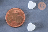 Perle coeur plastique blanc nacré 8mm , x 20 perles (G6439)