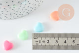 Perle coeur plastique multicolore plastel,pendentif acrylique,création bijoux plastique coloré, 12mm, x20 G3373